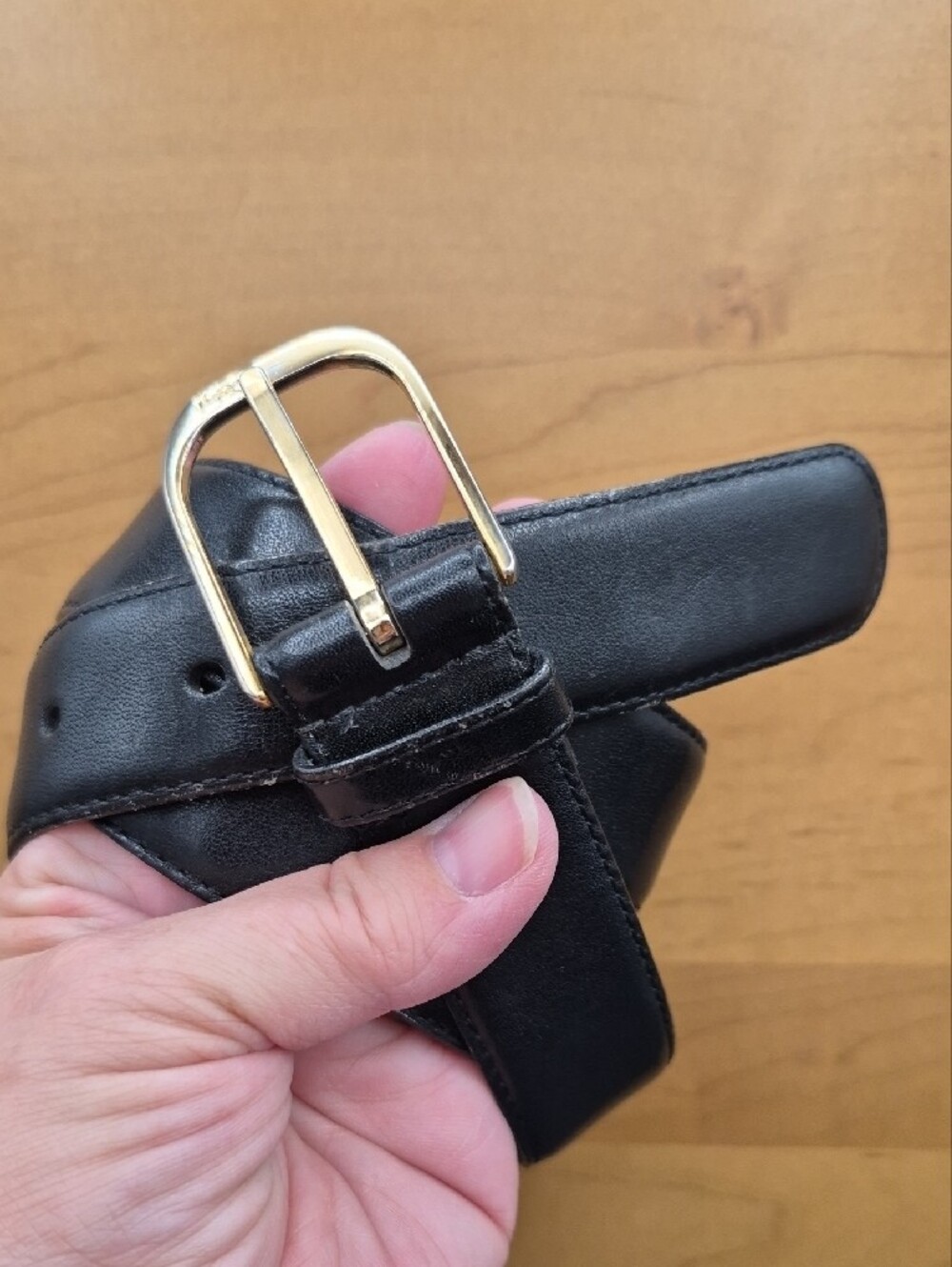 Archival Vintage Yves Saint Laurent Black Aniline Leather Belt (Size 34 / 85
